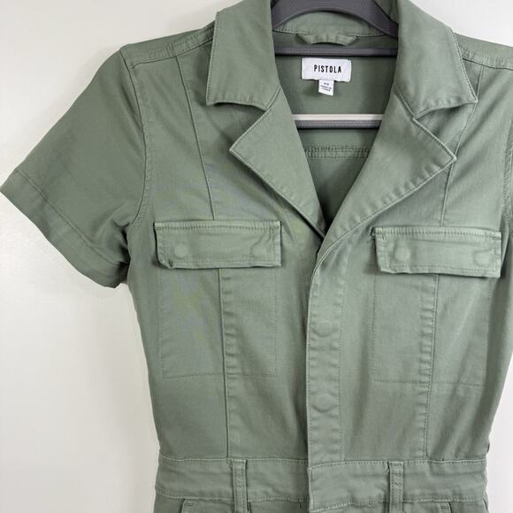 Pistola Makenna Stretch Cotton Utility Jumpsuit XS Green Gorpcore Snap Closure - Picture 5 of 14